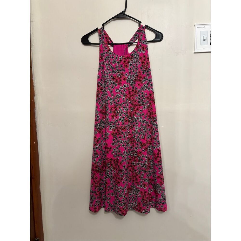 CeCe Twist-Back Halter Dress Size Large Pink Floral Above-the-Knee Stretchy Soft - Picture 2 of 8